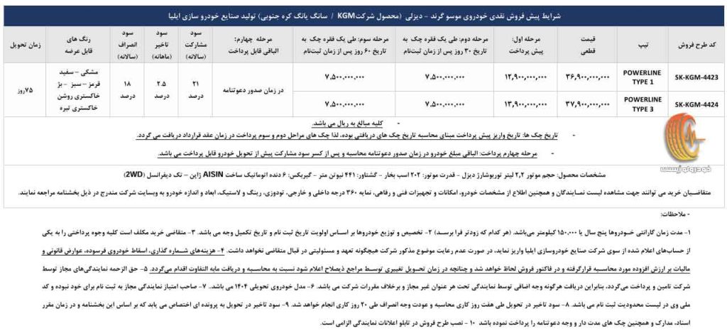 شرایط فروش موسو گرند خان دیزلی ایلیا آبان 1404