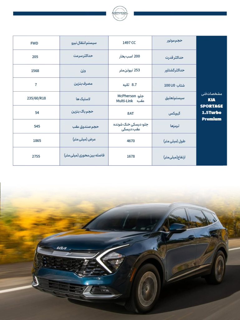 کاتالوگ کیا اسپورتیج آذریوردسال