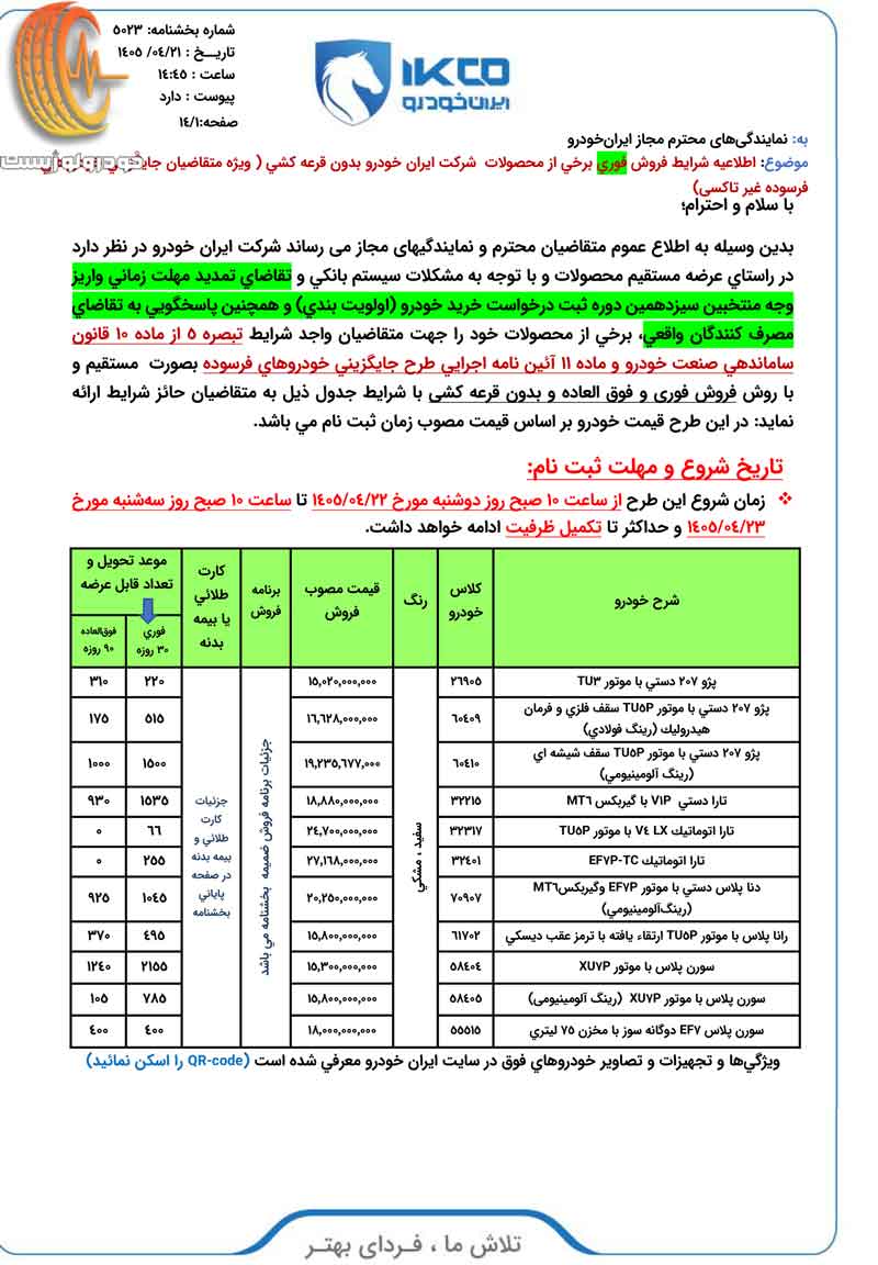 شرایط فروش ایران خودرو در تیر ۱۴۰۵ برای متقاضیان عادی، جوانی جمعیت و خودروهای فرسوده