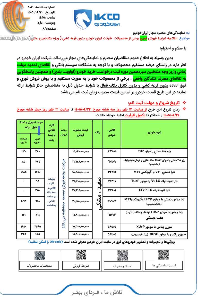 شرایط فروش ایران خودرو در تیر ۱۴۰۵ برای متقاضیان عادی، جوانی جمعیت و خودروهای فرسوده