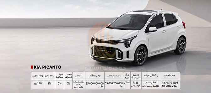 شرایط فروش کیا پیکانتو شهریور ۱۴۰۵